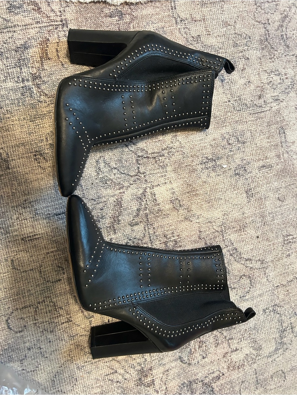 Black Studded Leather Ankle Boots